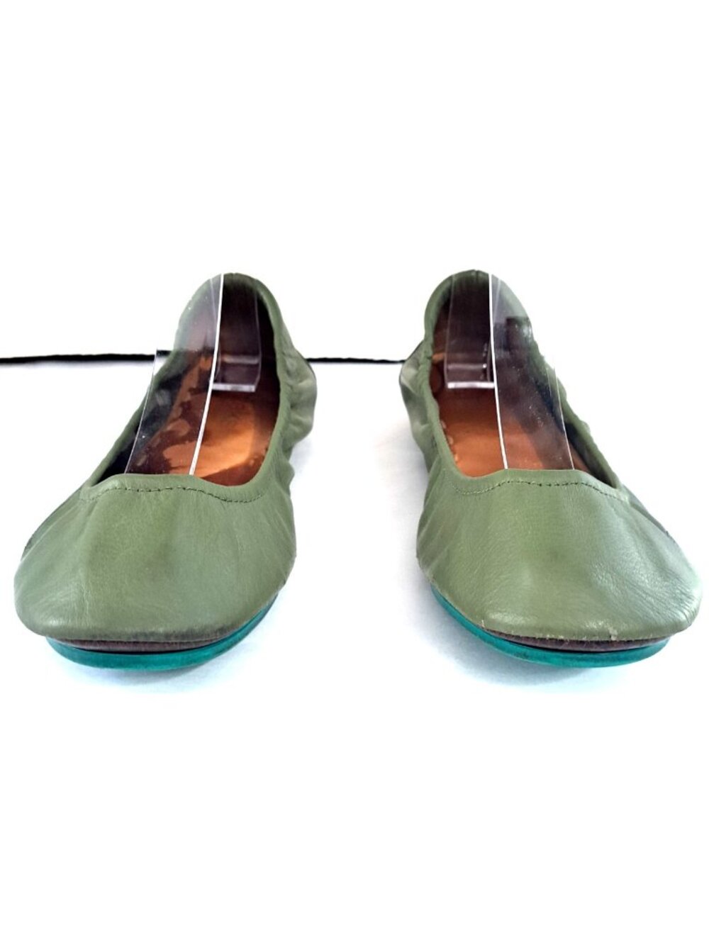 Tieks by Gavrieli Women’s 8 Olive Green Leather Foldable Ballet Flats Round Toe - Picture 1 of 14